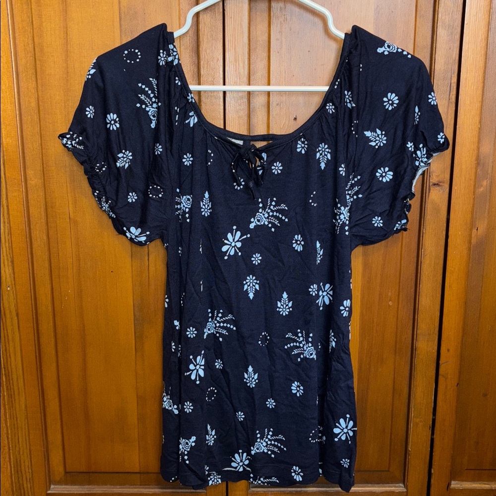 Navy Floral Women's Blouse
